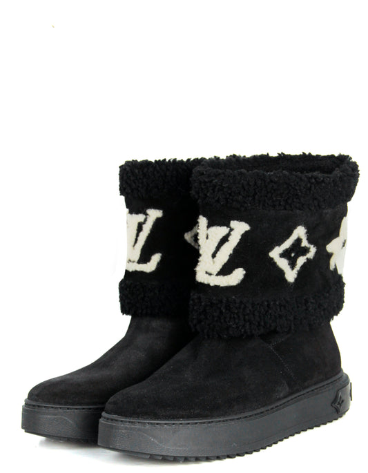 Louis Vuitton NEW Suede/Shearling Snowdrop Flat Ankle Boots sz 39