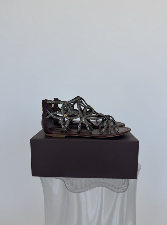 Louis Vuitton Leather Gladiator Sandals - Full Set