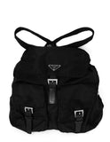 Prada Black Nylon Double Buckle Backpack Bag