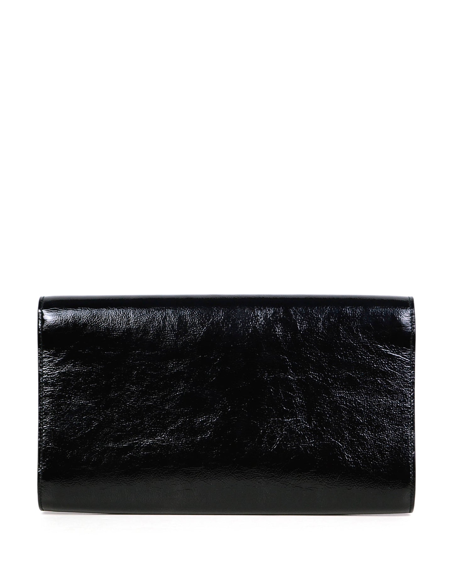 Yves Saint Laurent Black Patent Monogram Large Belle De Jour Clutch Bag