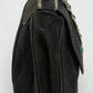 Prada Black Suede Rhinestone Alligator Flap Shoulder Bag