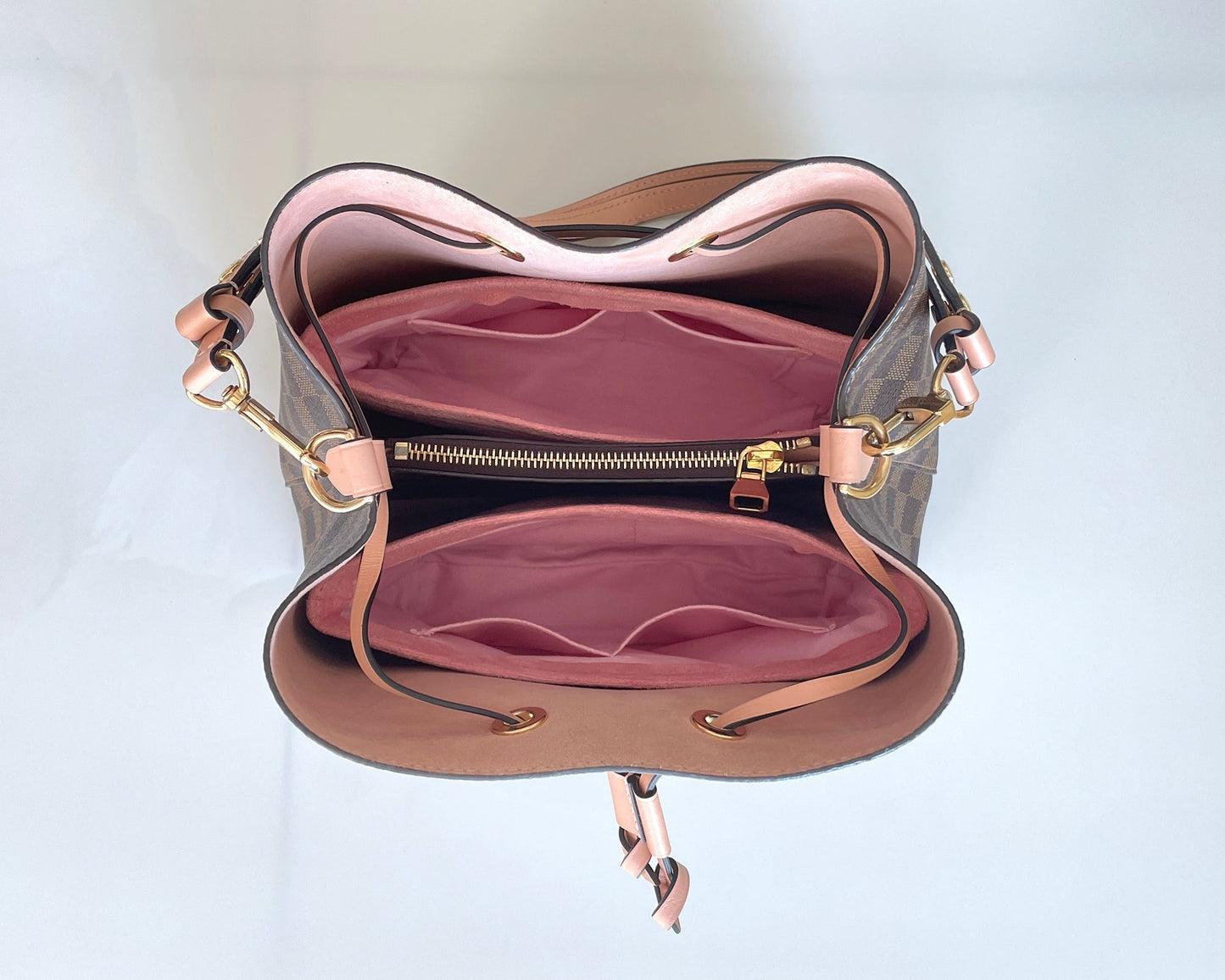 [2 pieces LV NeoNoe MM Organizer] Velvet Purse Insert with Slim Design, Customized Bag Liner Protector Shaper (Type Slim)