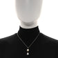 Amelia Pearl Crystal CC Pendant Necklace Silver