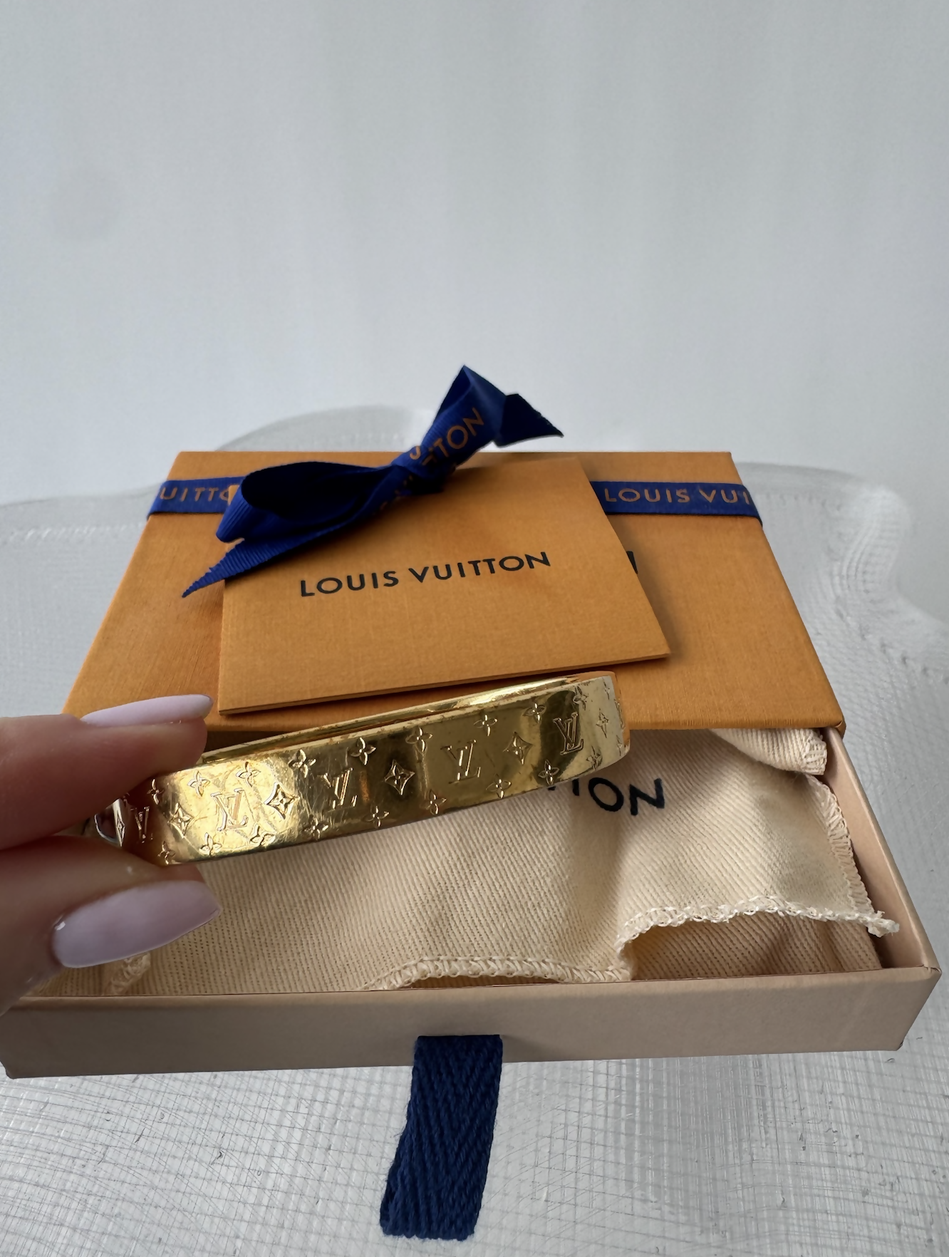 LOUIS VUITTON Monogram NANOGRAM CUFF Bracelet Bangle - Full Set