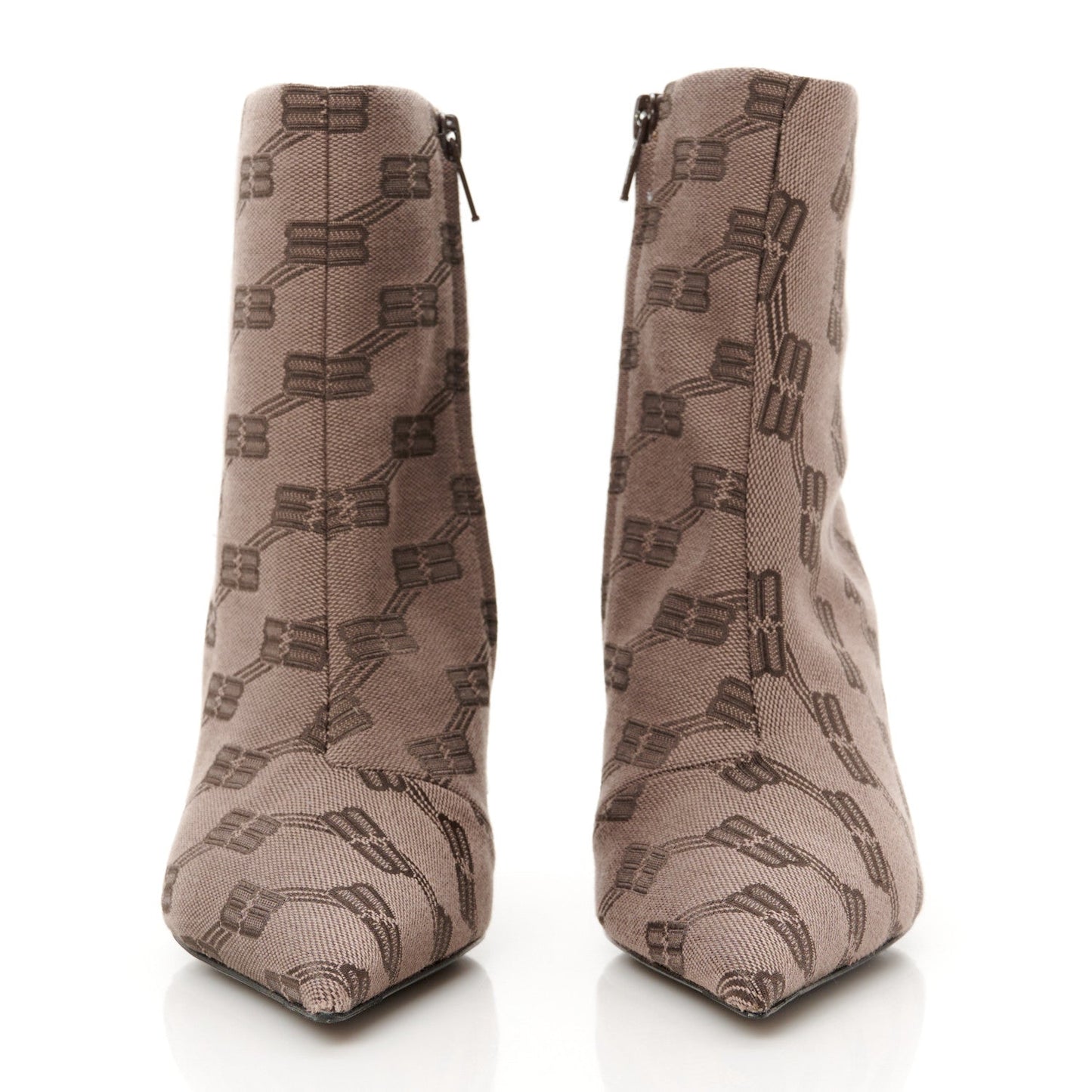 Balenciaga Jacquard BB Monogram Knife 80mm Bootie 37 Dark Mink Grey Dark Brown