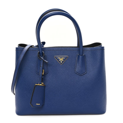 Prada Saffiano Cuir Small Double Bag Inchiostro