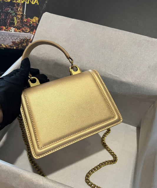 DG Small Devotion Bag In Plain Gold For Women 7.5in/19AmeliaDG