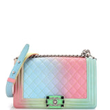 CHANEL Rainbow Boy Flap Bag Quilted Painted Caviar Old Medium