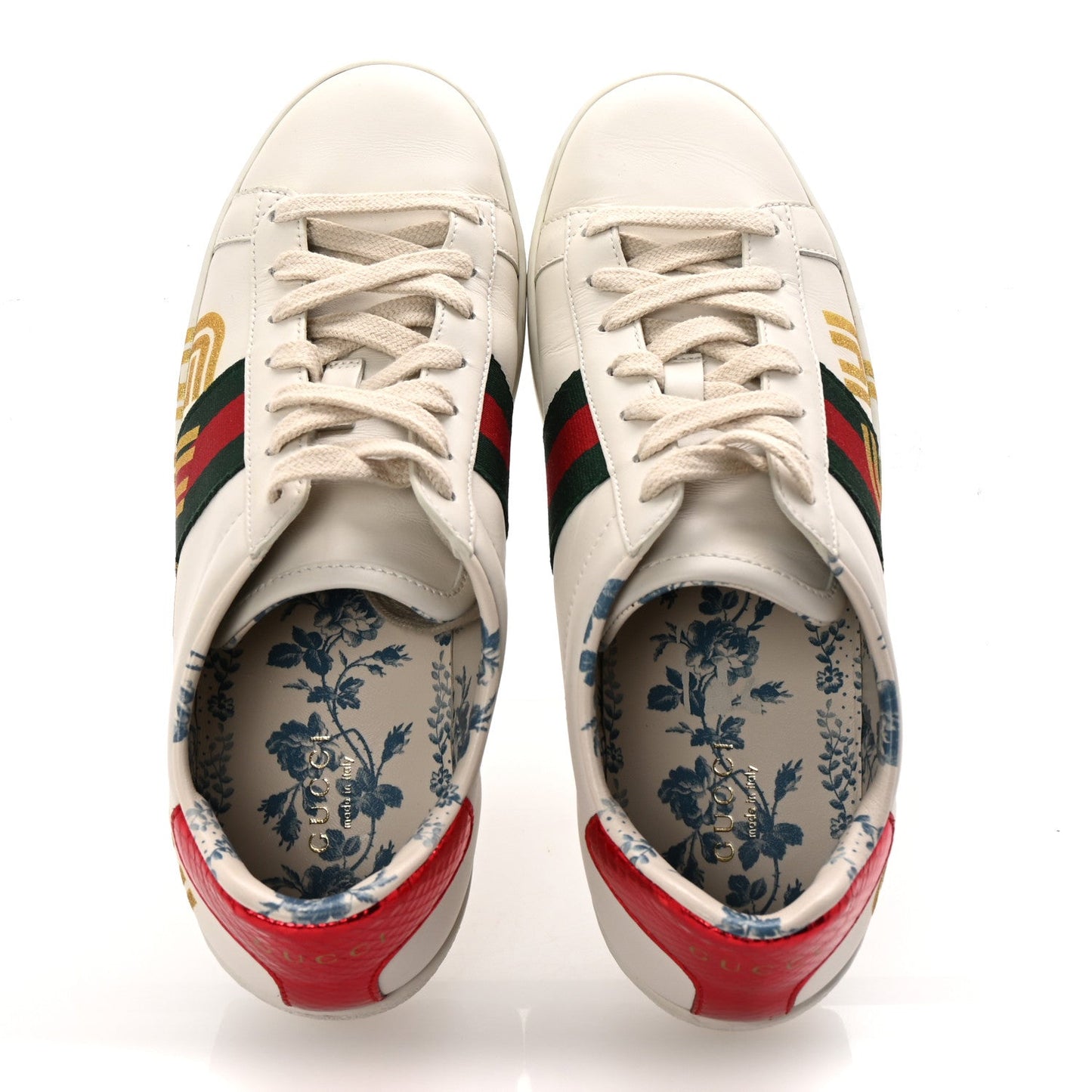 Amelia X SEGA Calfskin Ayers Web Guccy Womens Ace Sneakers 37 White