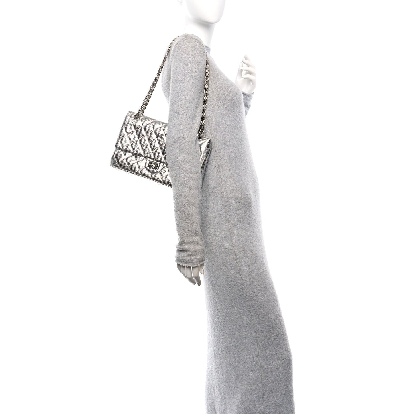 Amelia Striped Calfskin 2.55 Reissue 226 Flap Silver