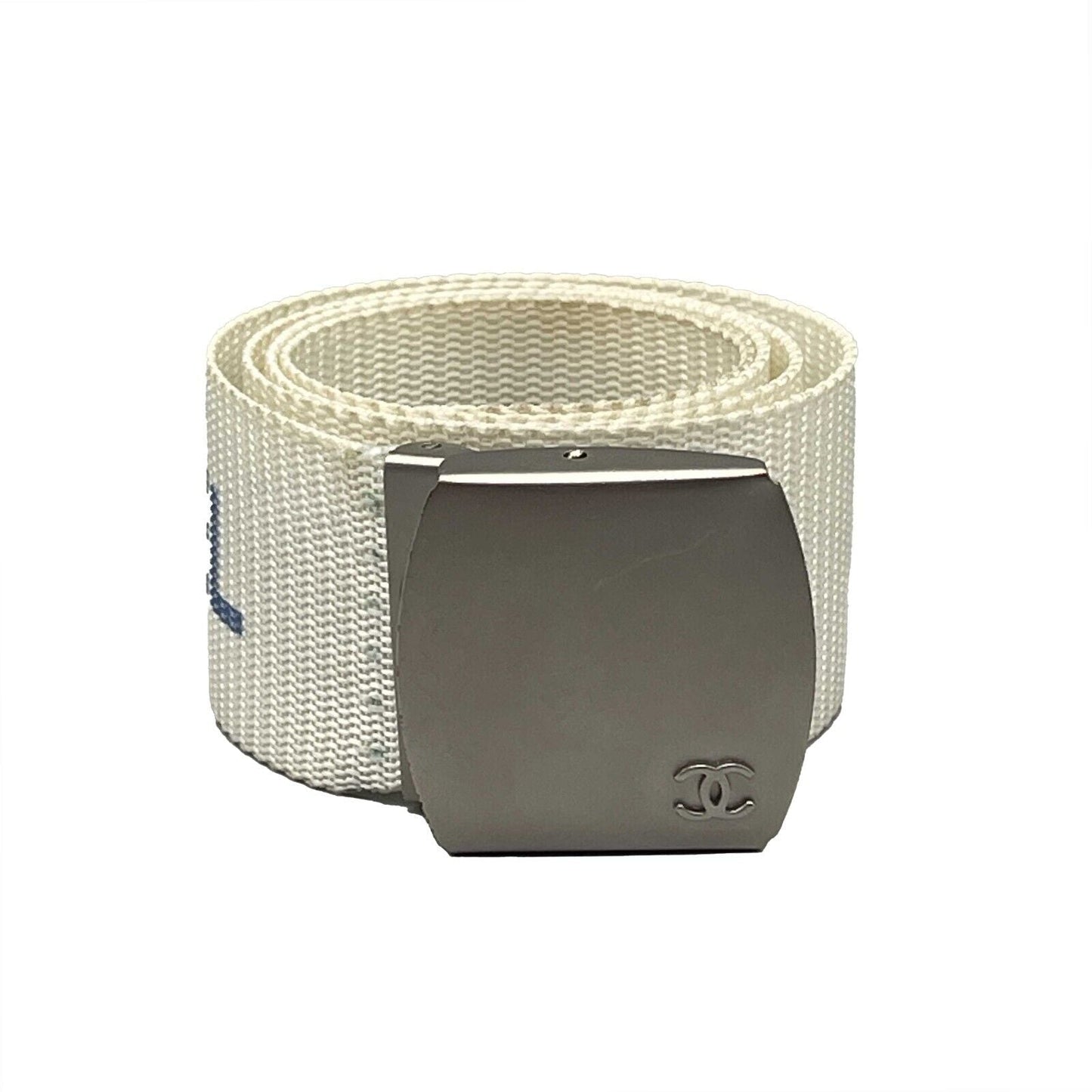 CHANEL -   99S 1999 Logo Adjustable Nylon Web - White - XS/S - Belt