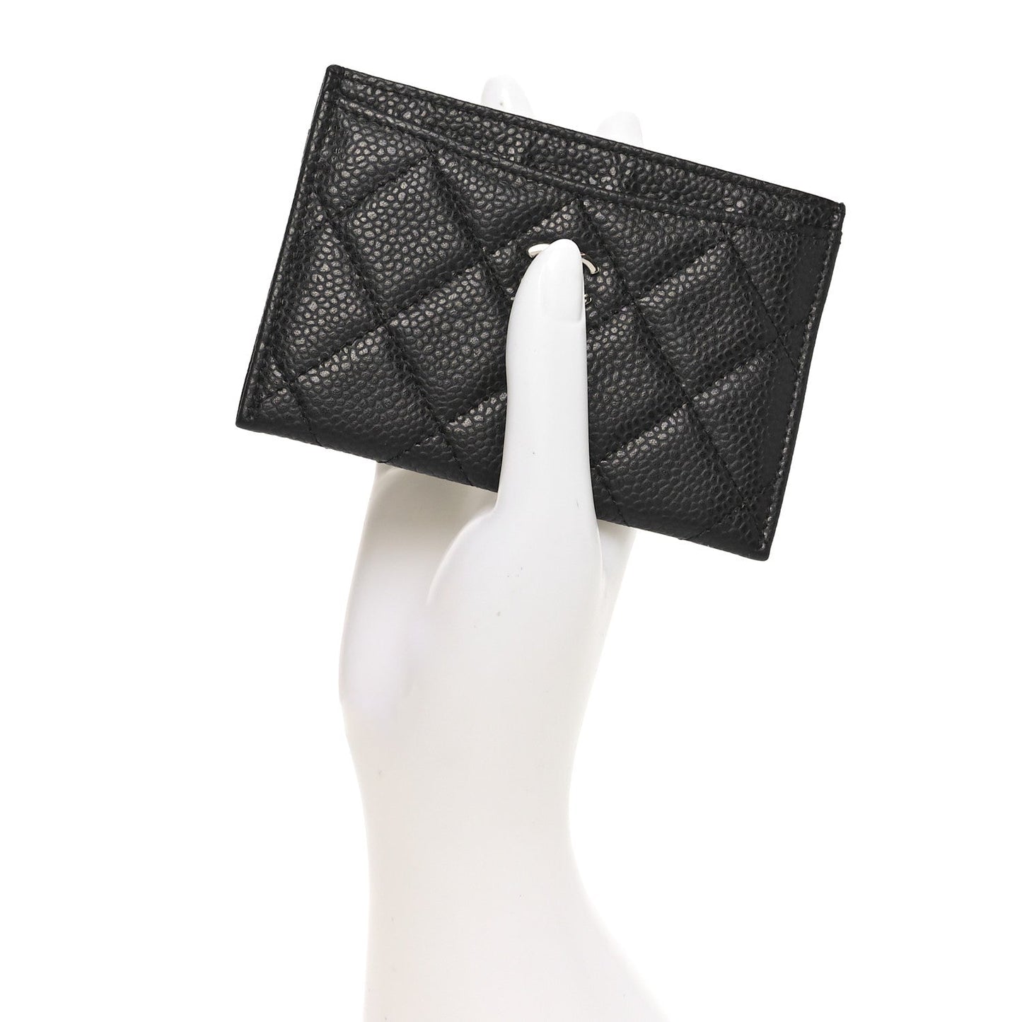 Amelia Caviar Quilted Card Holder Black