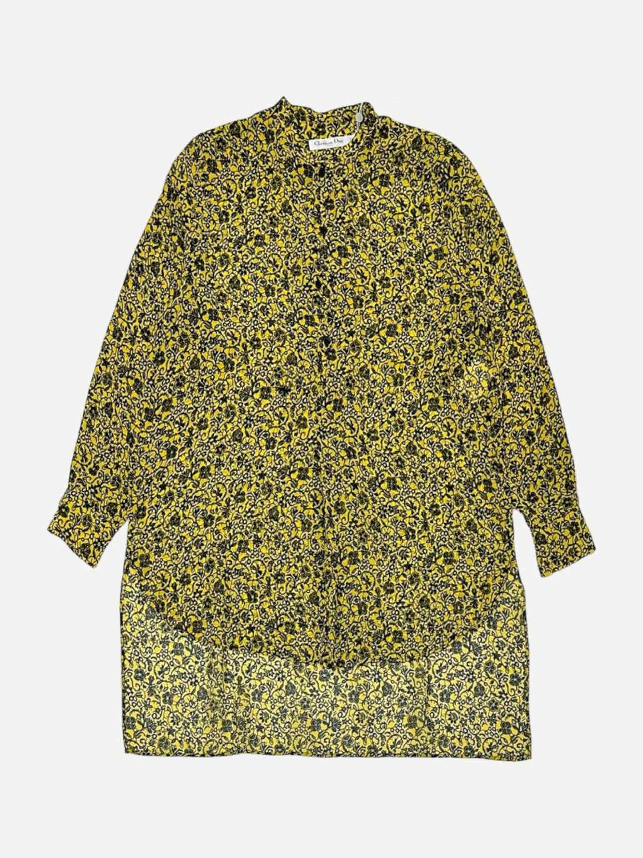 CHRISTIAN DIOR Yellow & Black Floral Size US 6 Blo