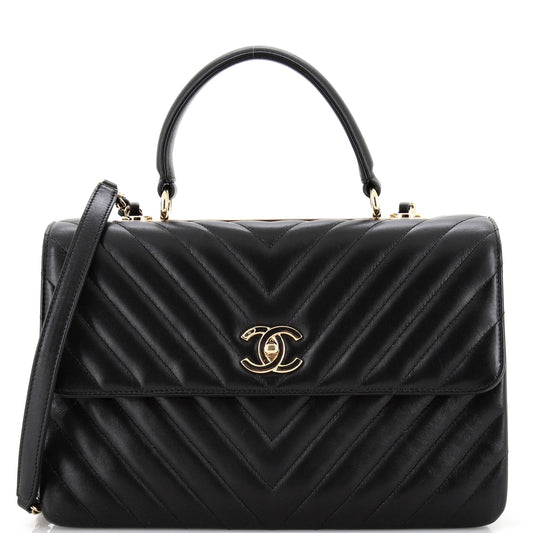 CHANEL Trendy CC Top Handle Bag Chevron Lambskin Medium