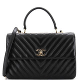 CHANEL Trendy CC Top Handle Bag Chevron Lambskin Medium