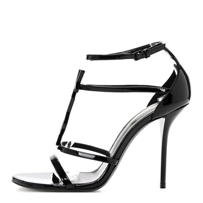 Saint Laurent Patent Cassandra 100 Sandals 37.5 Black