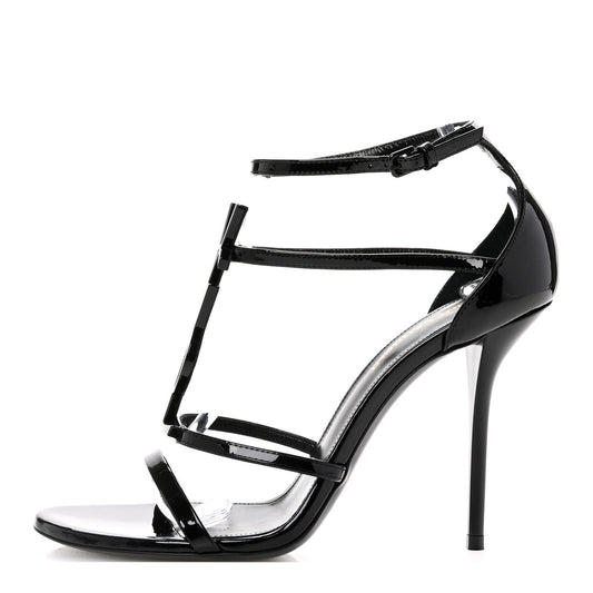 Saint Laurent Patent Cassandra 100 Sandals 37.5 Black