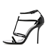 Saint Laurent Patent Cassandra 100 Sandals 37.5 Black