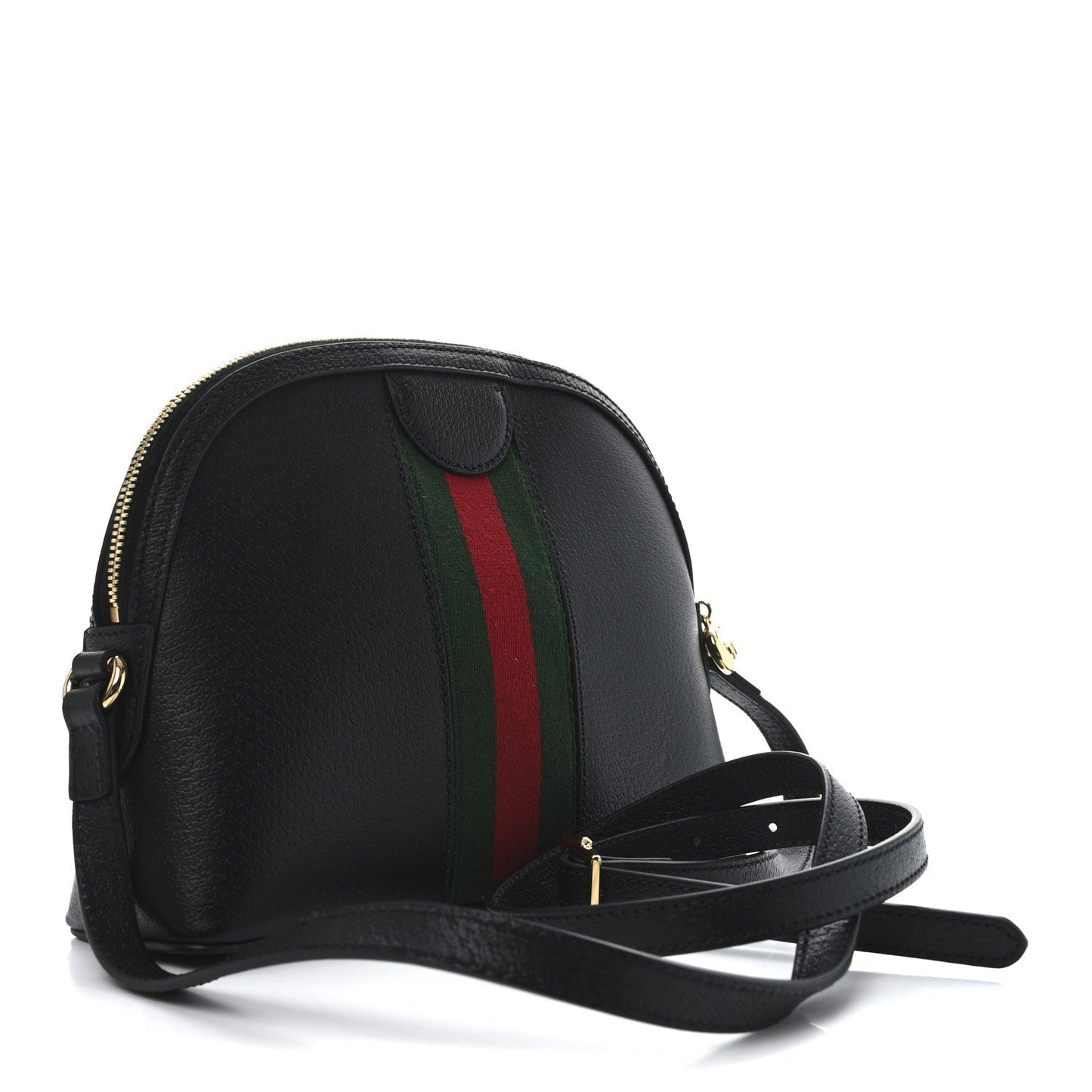 Amelia Calfskin GG Web Small Ophidia Dome Shoulder Bag Black