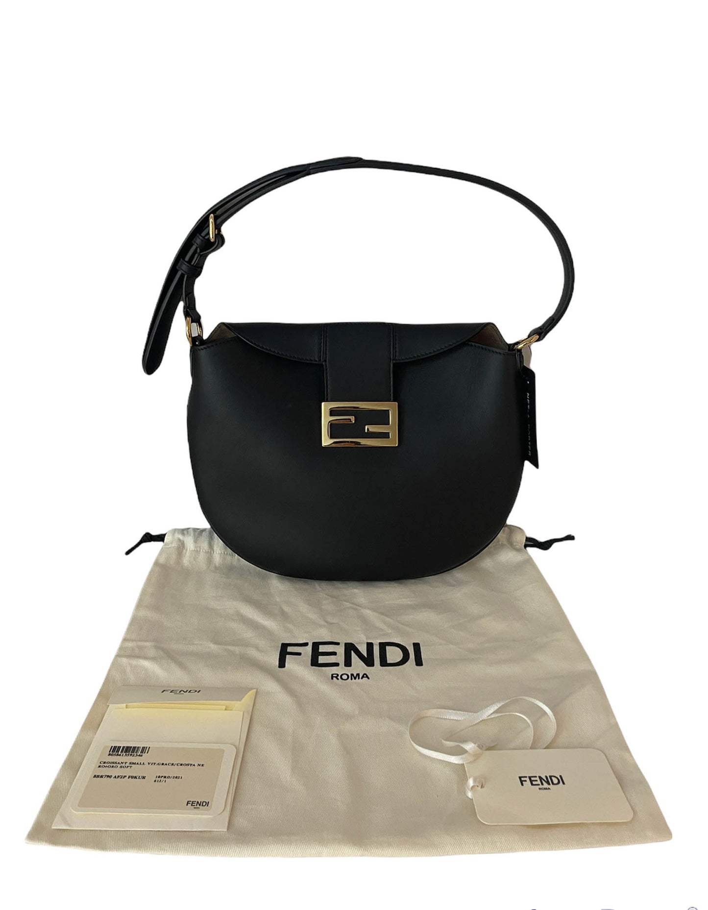 Fendi NEW 2021 Black Small Crescent Shoulder Bag