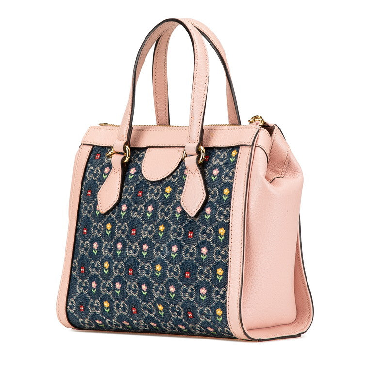 Gucci Ophidia Flower Embroidery Leather Denim 2way Bag Japan Exclusive