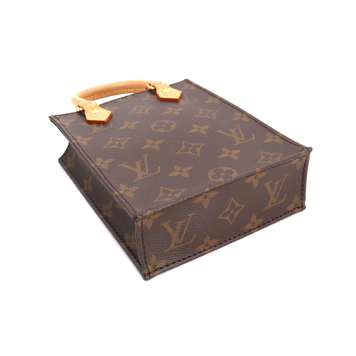 Louis Vuitton Monogram Petit Sac Plat 2 Way Hand Shoulder Bag Brown