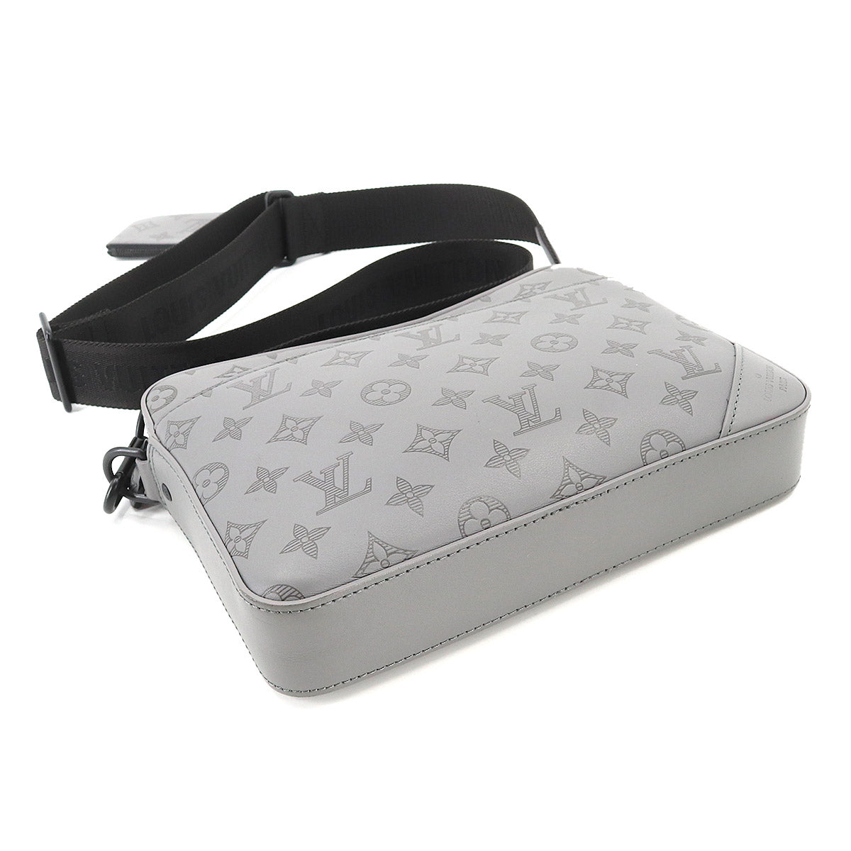 Louis Vuitton Monogram Shadow Duo Messenger Shoulder Bag Leather Gray
