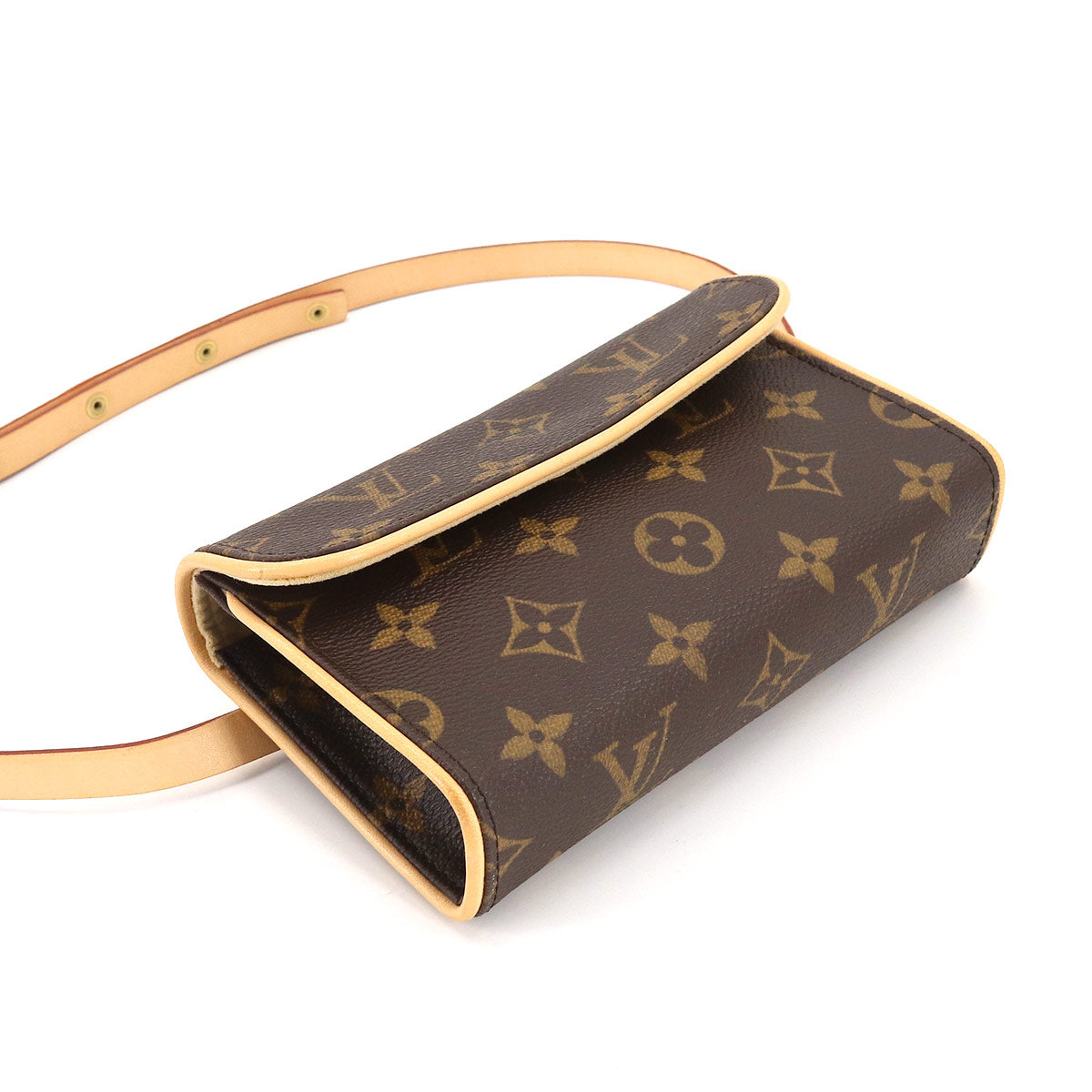 Louis Vuitton Monogram Pochette Florentine Waist Pouch Belt Bag Brown Gold Hardware