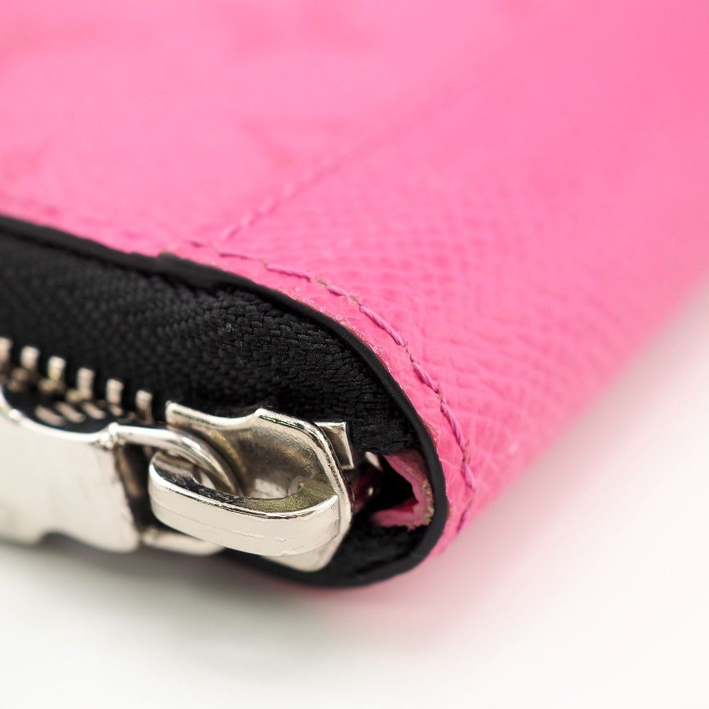 Louis Vuitton Zippy Wallet Vertical Coated Canvas Round Zipper Fuchsia Pink