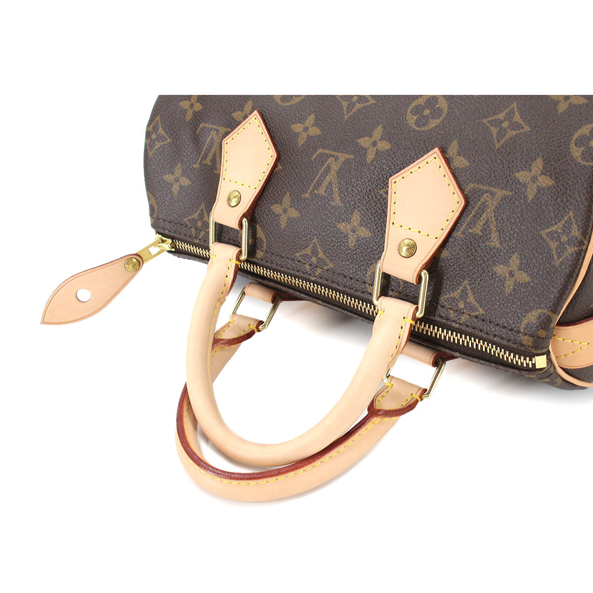Louis Vuitton Monogram Speedy 25 Hand Bag Brown Gold Metal Fittings