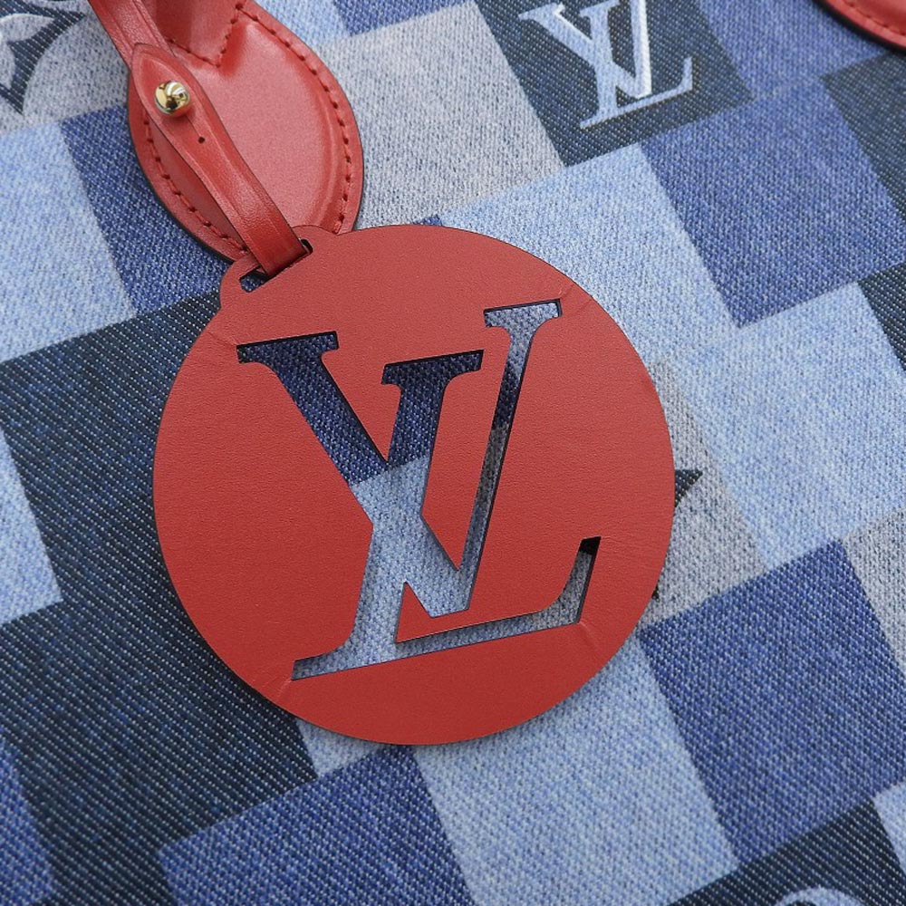 Louis Vuitton Monogram Denim On The Go GM 2 Way Bag Blue Red