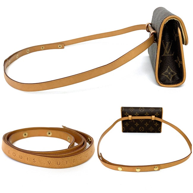 Louis Vuitton Belt Pochette Florentine Monogram Waist Pouch Bag Leather Brown