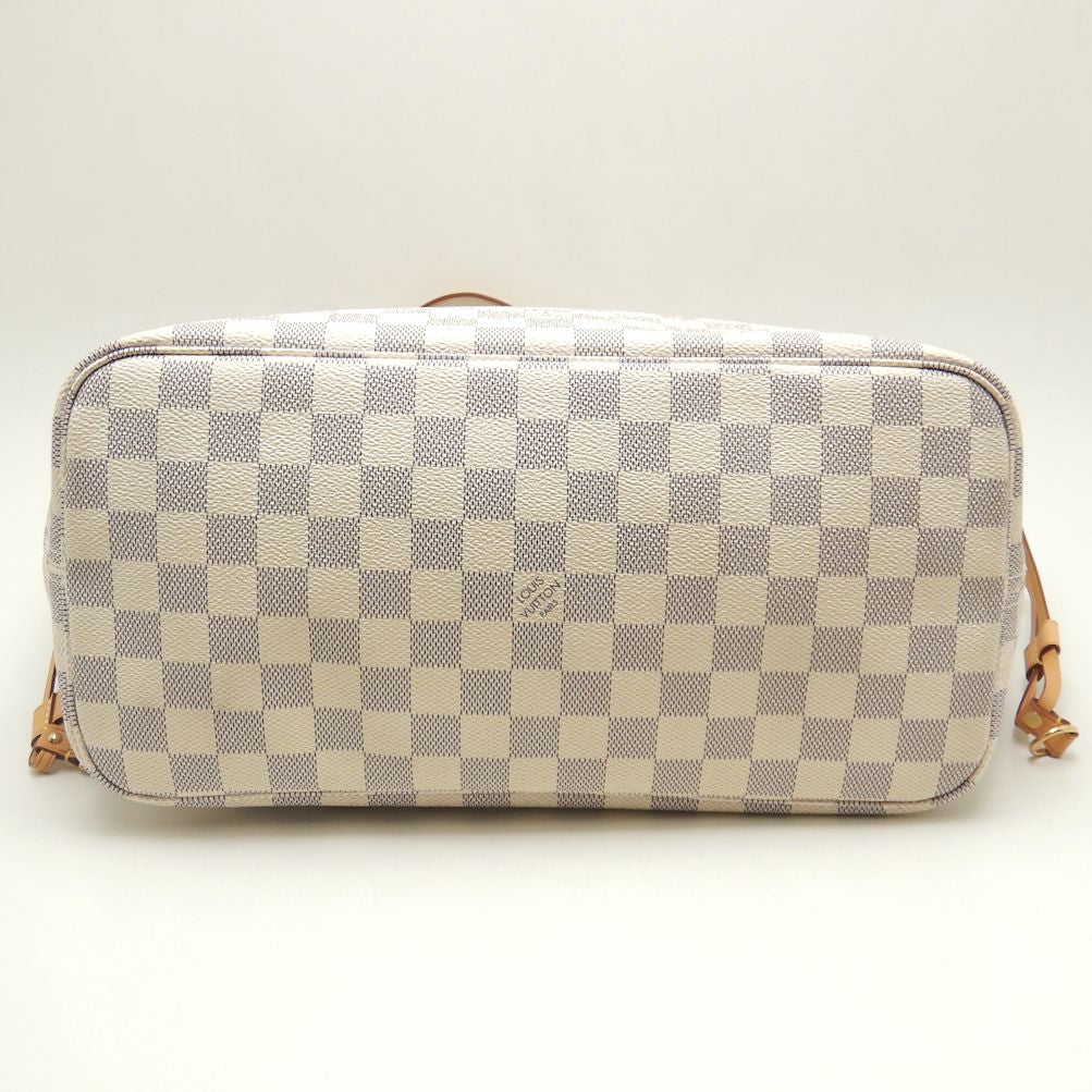 Louis Vuitton Damier Azur Neverfull MM Tote Bag White