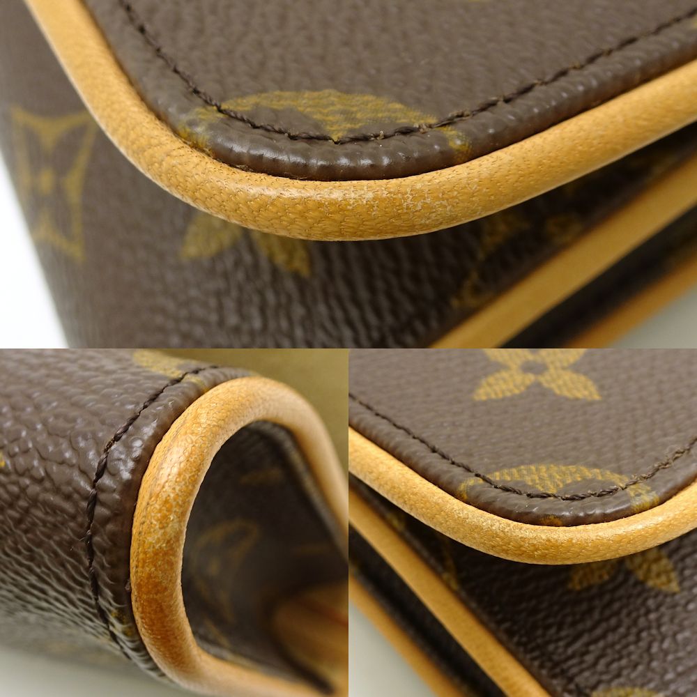 Louis Vuitton Monogram Pochette Twin GM Crossbody Shoulder Bag Brown
