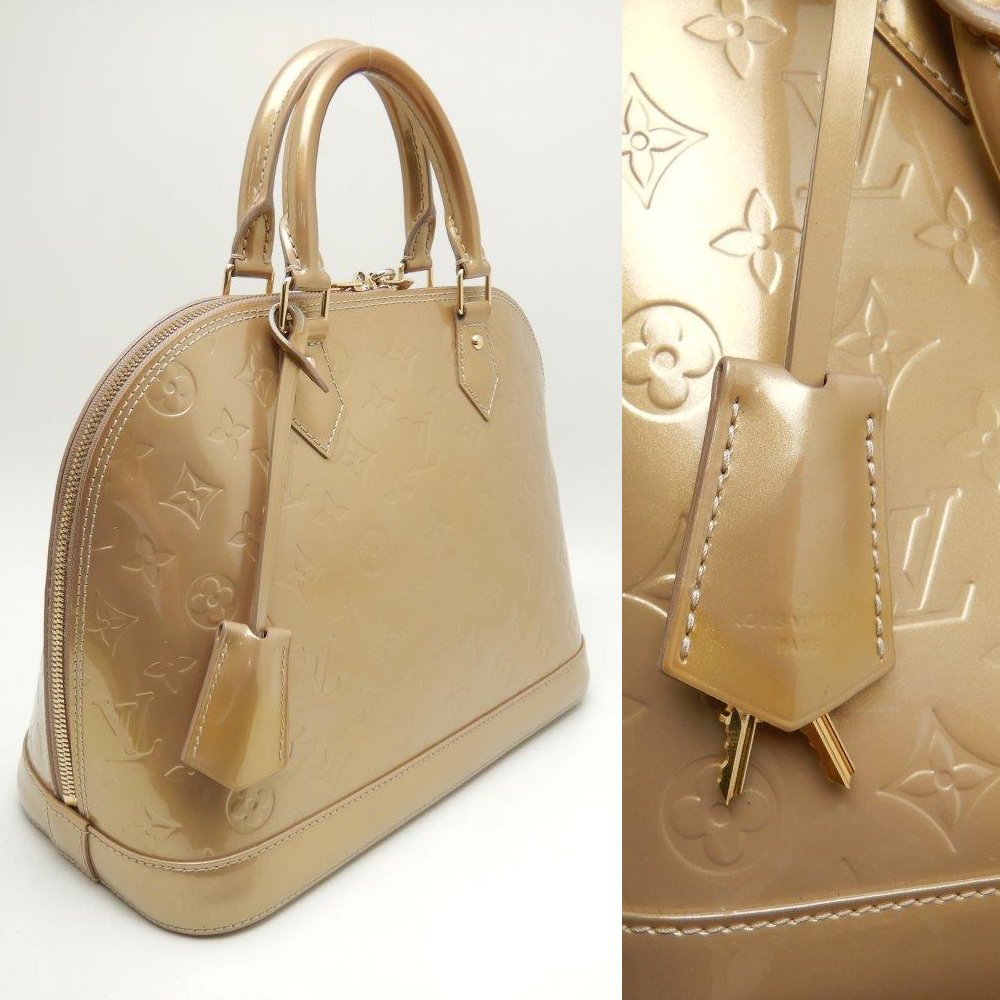 Louis Vuitton Vernis Alma Beige Poodle Handbag