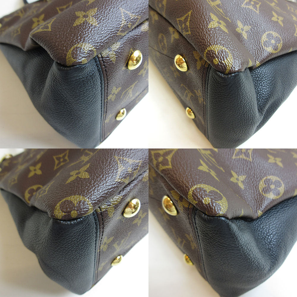 Louis Vuitton Pallas Black Handbag Shoulder 2 Way Bag Monogram