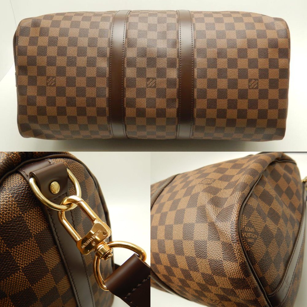 Louis Vuitton Damier Keepall Bandouliere 45 Ebene Boston Bag Brown