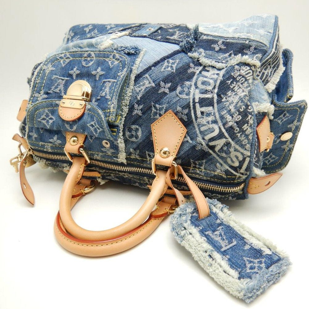 Louis Vuitton Monogram Denim Speedy 30 Blue Boston Bag