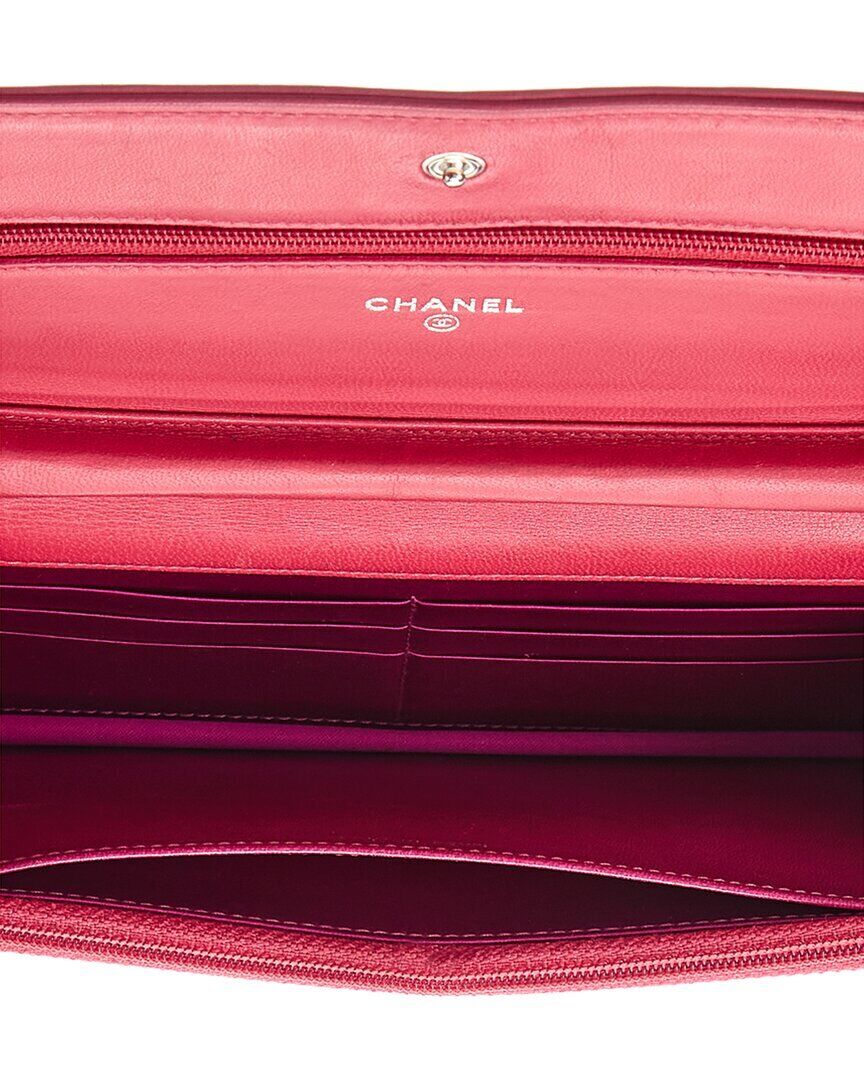 Chanel Pink Lambskin Leather Wallet On Chain ( ) Women's