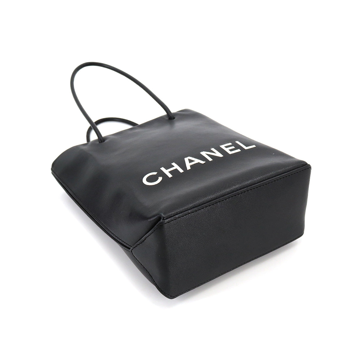 Chanel Essential Tote Bag Leather Black Silver Metal Fittings