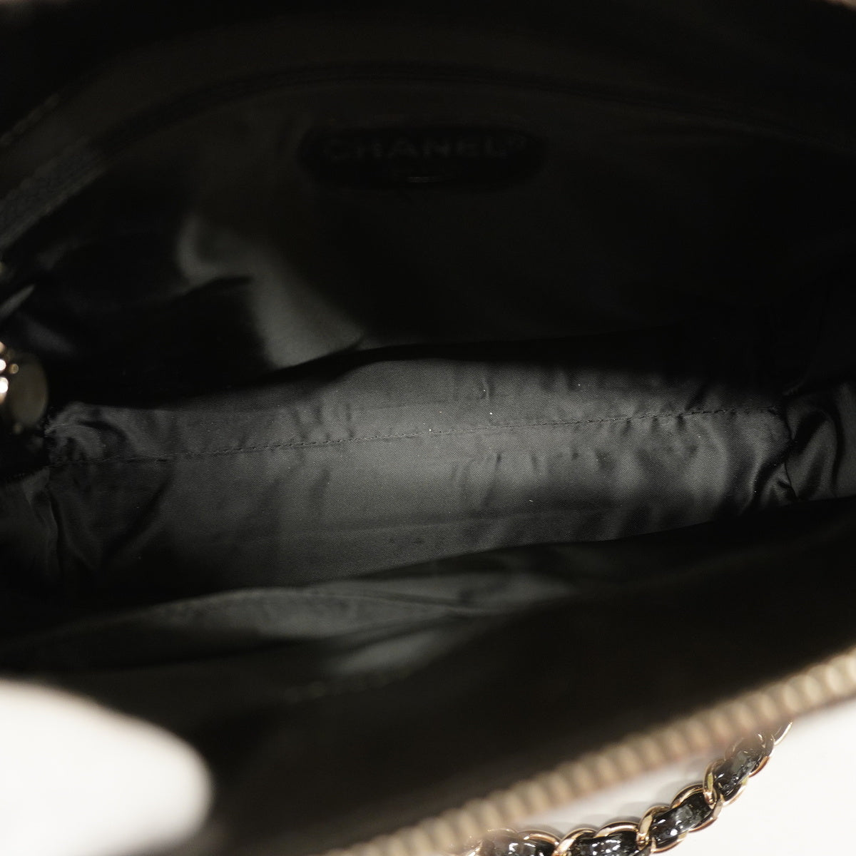 Chanel Shoulder Bag Chain Patent Leather Black