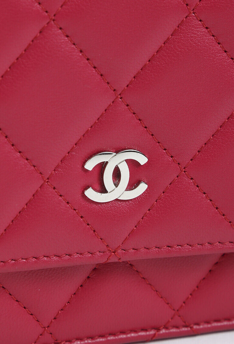 Chanel Wallet on Chain Red Quilted Lambskin Leather CC Crossbody Bag