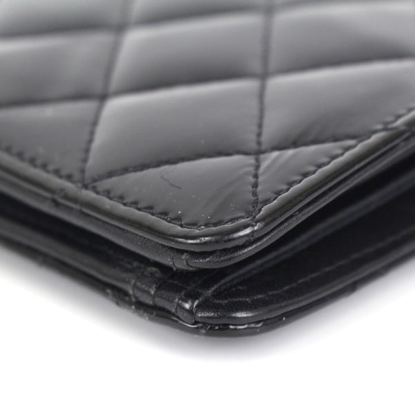 Chanel Matelasse Long Wallet Black Enamel Patent