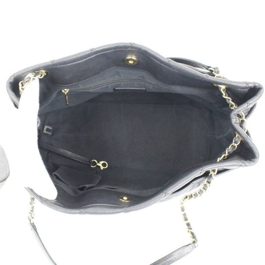Chanel Chain Tote Bag Matelasse Caviar Skin Black