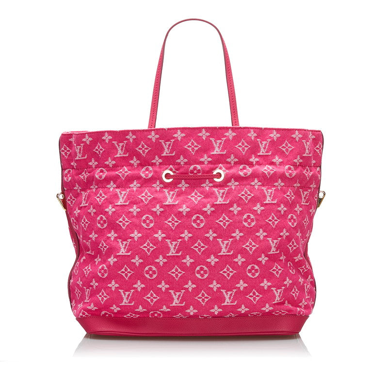 Louis Vuitton Noefle MM Denim Canvas Shoulder Bag Pink