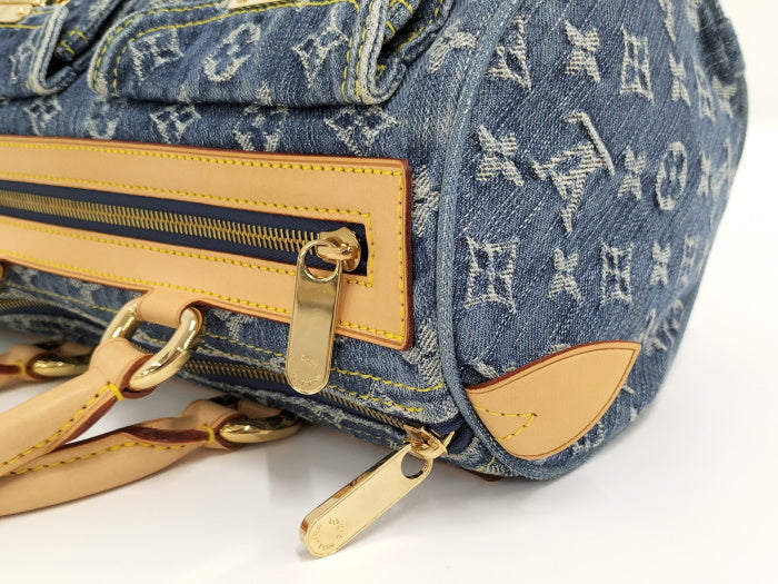 Louis Vuitton Neo Speedy Handbag Mini Boston Bag Monogram Denim Blue