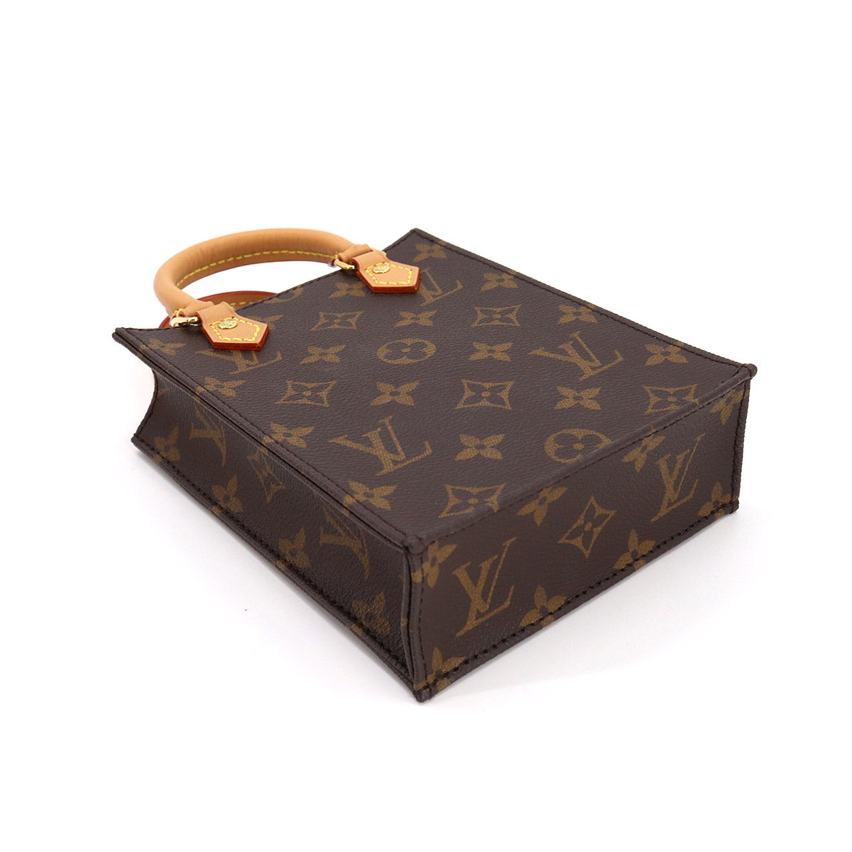 Louis Vuitton Monogram Petit Sac Plat 2way Hand Shoulder Bag Brown