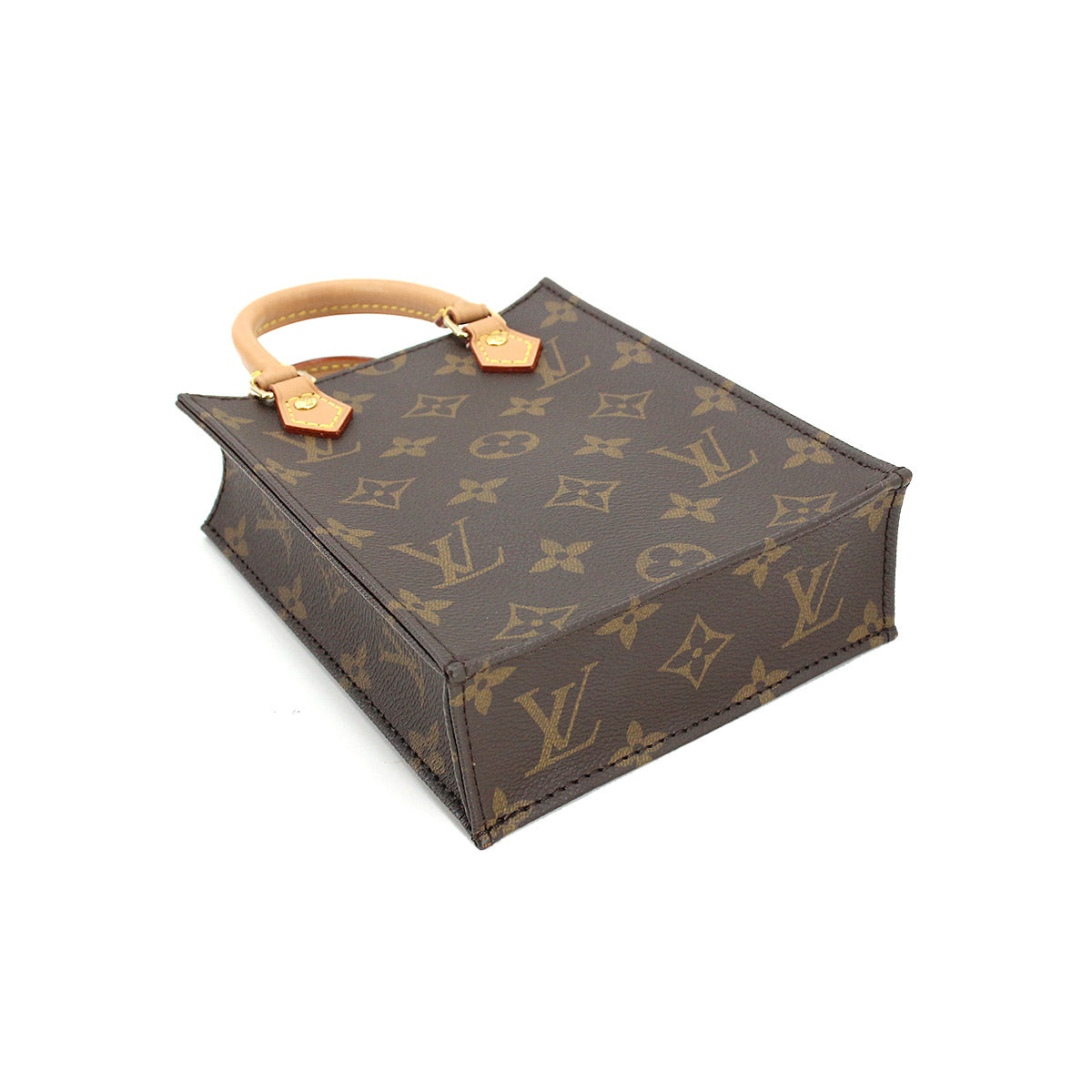 Louis Vuitton Monogram Petit Sac Plat 2 Way Hand Shoulder Bag Brown