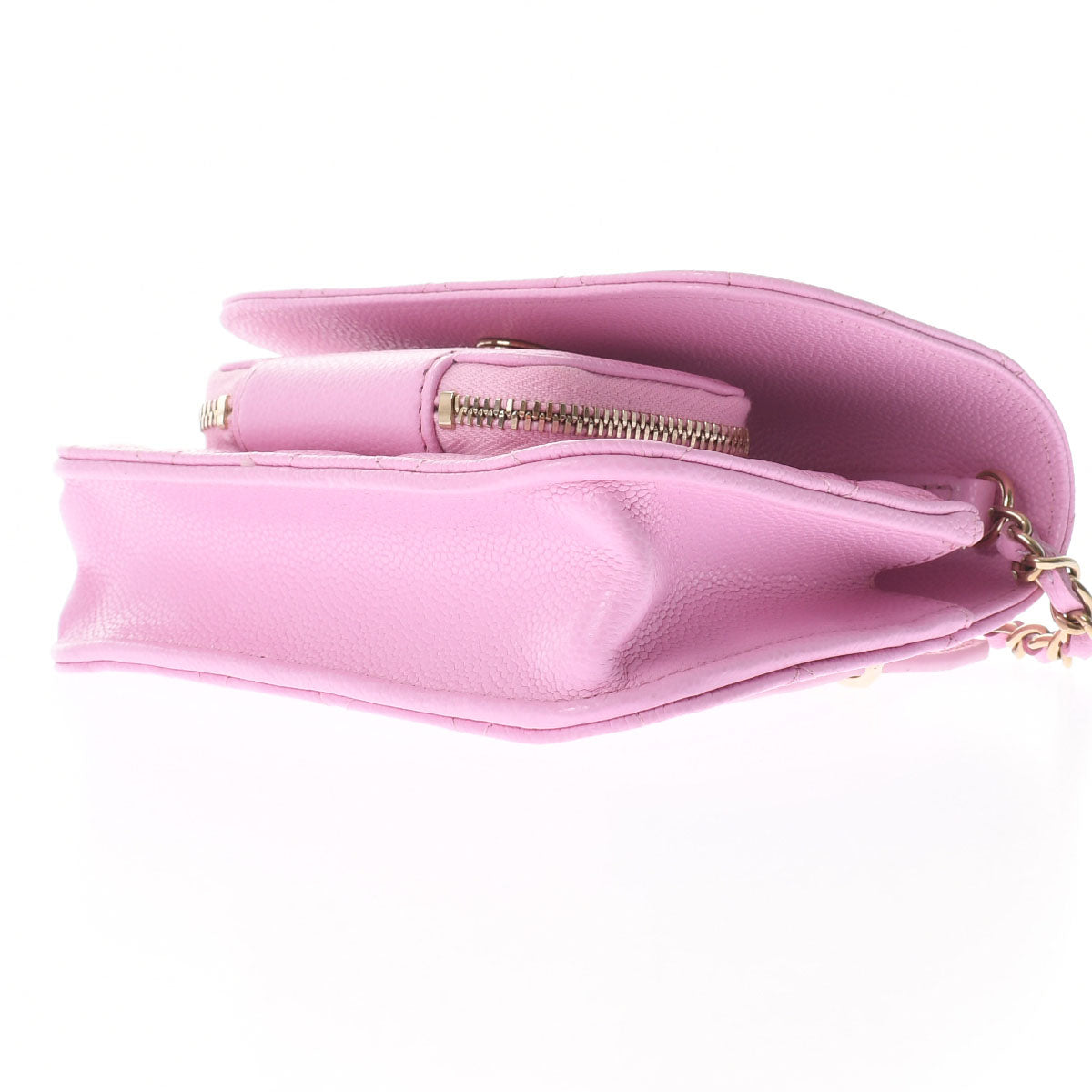 Chanel Matelasse Infinity Mini Pink Gold hardware Grained Calfskin Chain Wallet