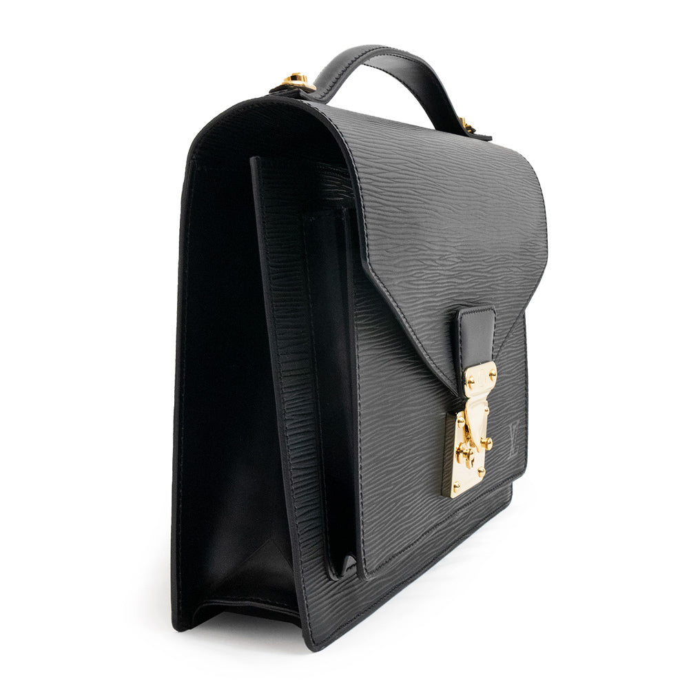Louis Vuitton Monceau Shoulder Bag Epi Leather Black